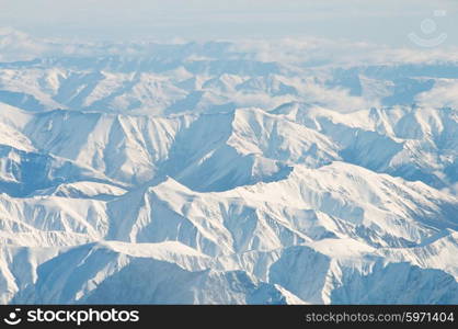 High mountains under snow in the winter