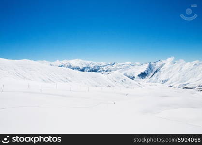 High mountains under snow in the winter