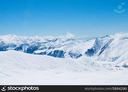 High mountains under snow in the winter