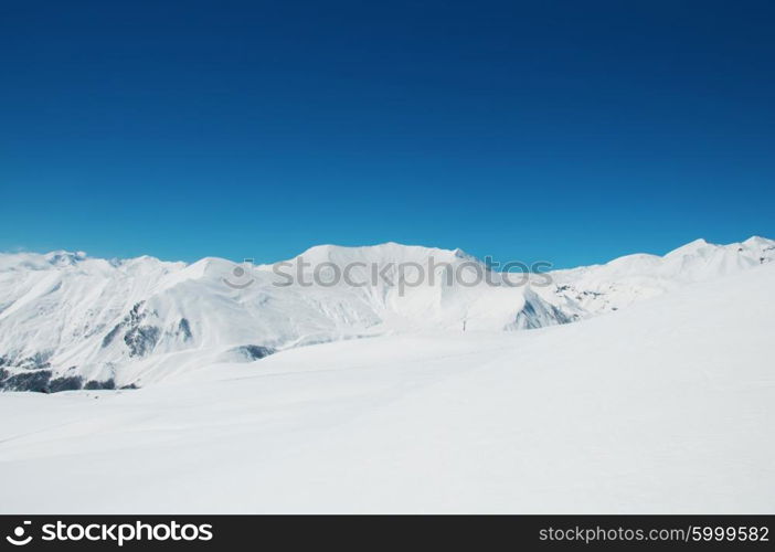 High mountains under snow in the winter