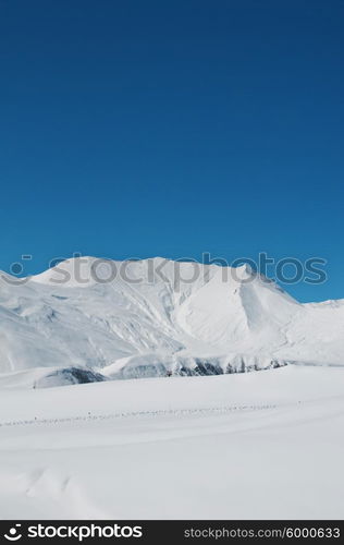 High mountains under snow in the winter