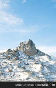 High mountains under snow in the winter