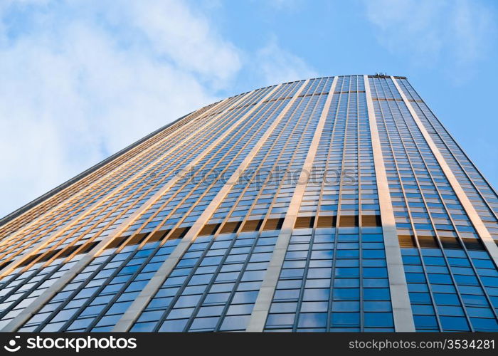 high office building from glass and metal close up