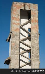 High old demolished building. Concrete stairs