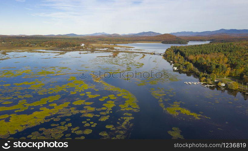 High over Tupper Lake in the high mountains of upstate New York