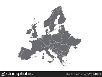 High quality map Europe with borders of regions. Stock vector. High quality map Europe with borders of regions