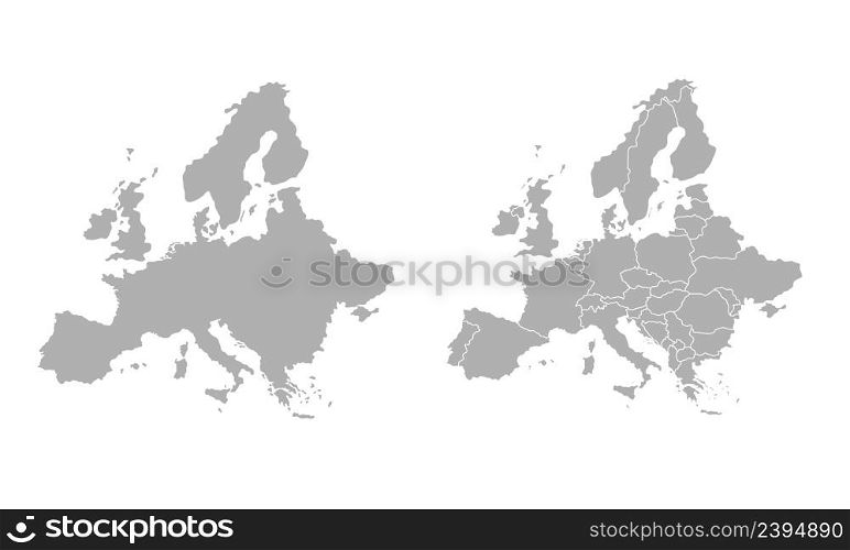 High quality map Europe with borders of the regions. Stock vector. High quality map Europe with borders of the regions