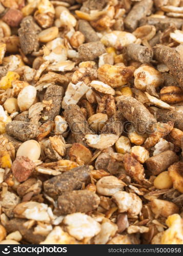 high quality natural sportive muesli background. for horse. close up
