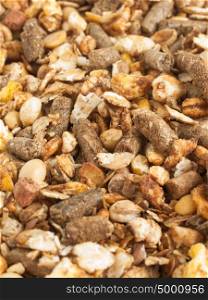 high quality natural sportive muesli background. for horse. close up