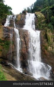 High Ramboda waterfall in Sri Lanka