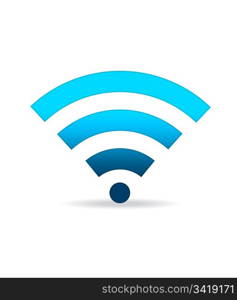 High resolution blue gradiant WIFI sign standing.