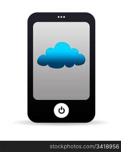 High resolution cell phone graphic with cloud icon.