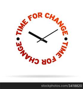 High resolution clock with the words time for change on white background.