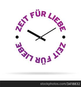 High resolution clock with the words time for love on white background.
