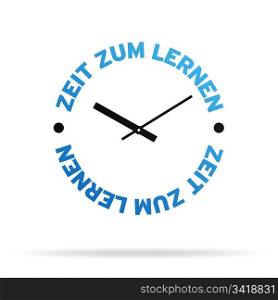 High resolution clock with the words time to learn on white background.