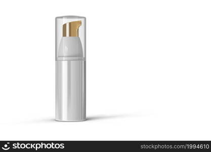 High resolution cosmetic bottle package 3d rendering isolated mockup fit for your design element.