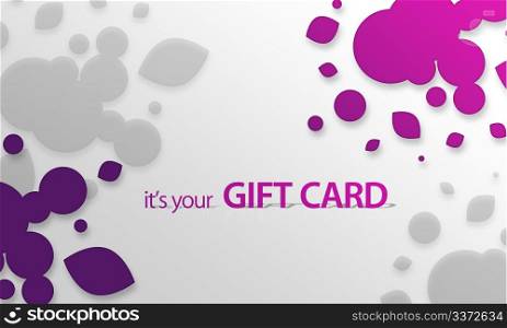 High resolution gift card graphic with pink purple elements ready to print.