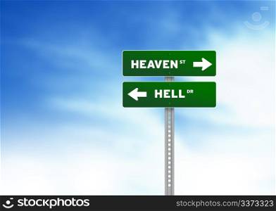 High resolution graphic of 2 green Road Signs on Cloud Background