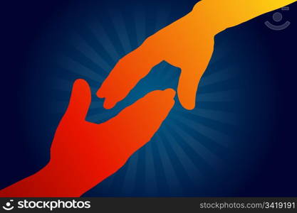 High resolution graphic of 2 people reaching out for help.