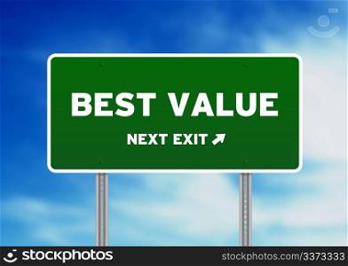 High resolution graphic of a Best Value Highway Sign on Cloud Background.