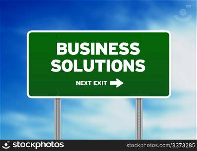 High resolution graphic of a Business Solutions highway sign on Cloud Background.