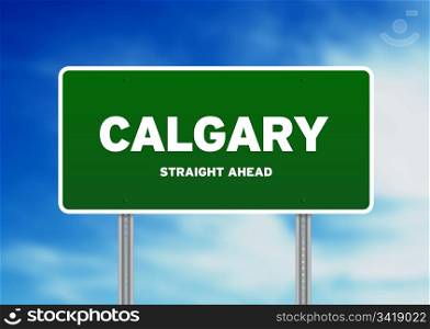 High resolution graphic of a calgary highway sign on Cloud Background.