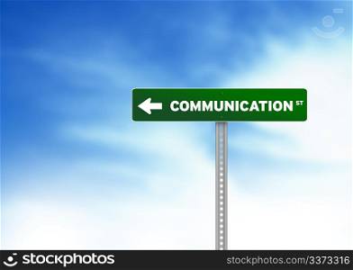 High resolution graphic of a communication road signs on Cloud Background