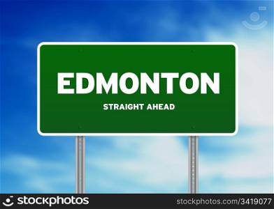 High resolution graphic of a edmonton highway sign on Cloud Background.