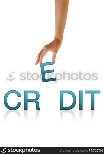 High resolution graphic of a hand holding the letter E from the word SEO.