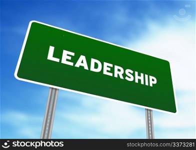 High resolution graphic of a leadership highway sign on Cloud Background.