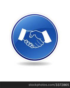 High resolution graphic of a partnership icon with shaking hands.