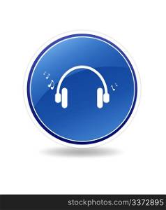 High resolution graphic of an listen icon with head phones and notes.