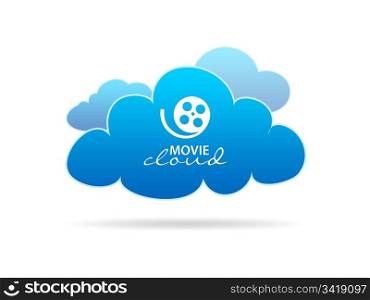 High resolution graphic of several different clouds with the words movie cloudon white background.