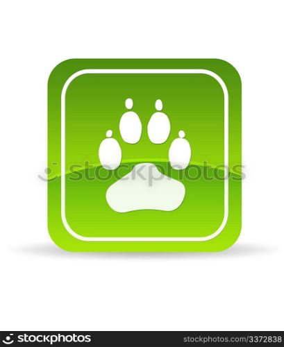 High resolution Green Animal Paw Icon on white background.