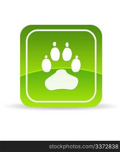 High resolution Green Animal Paw Icon on white background.