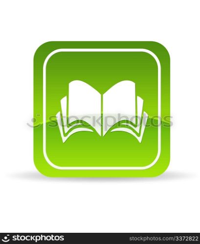 High resolution green book icon on white background.