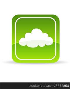 High resolution green cloud computing icon on white background.
