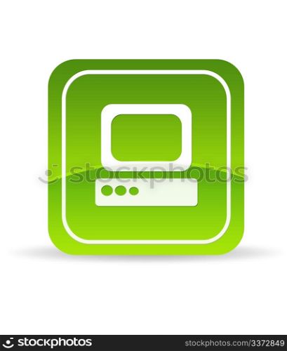 High resolution green computer icon on white background.