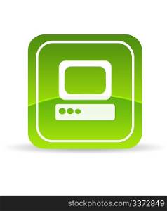 High resolution green computer icon on white background.