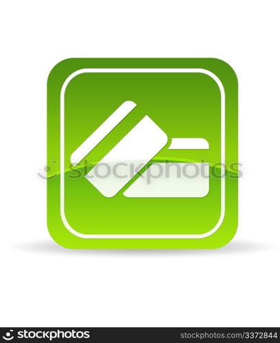 High resolution green credit debit card icon on white background.