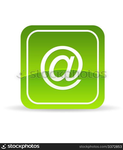 High resolution green email icon on white background.