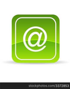 High resolution green email icon on white background.