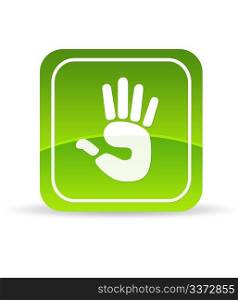 High resolution green hand icon on white background.