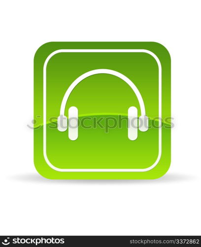 High resolution green headphones icon on white background.