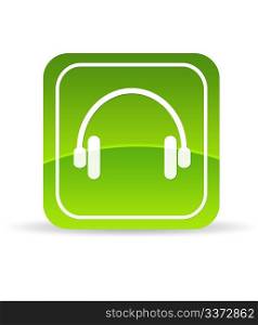 High resolution green headphones icon on white background.