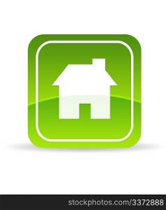 High resolution green home icon on white background.