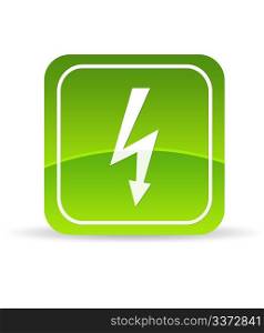 High resolution green lightning bolt icon on white background.