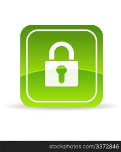 High resolution green lock icon on white background.