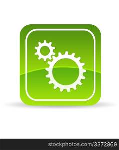 High resolution green Mechanical Gears icon on white background.