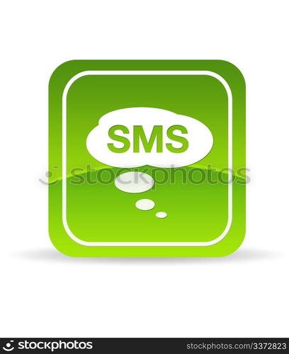 High resolution green mobile SMS Icon on white background.